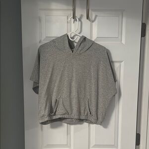 City Chic Gray Cropped Hooded Athletic Top